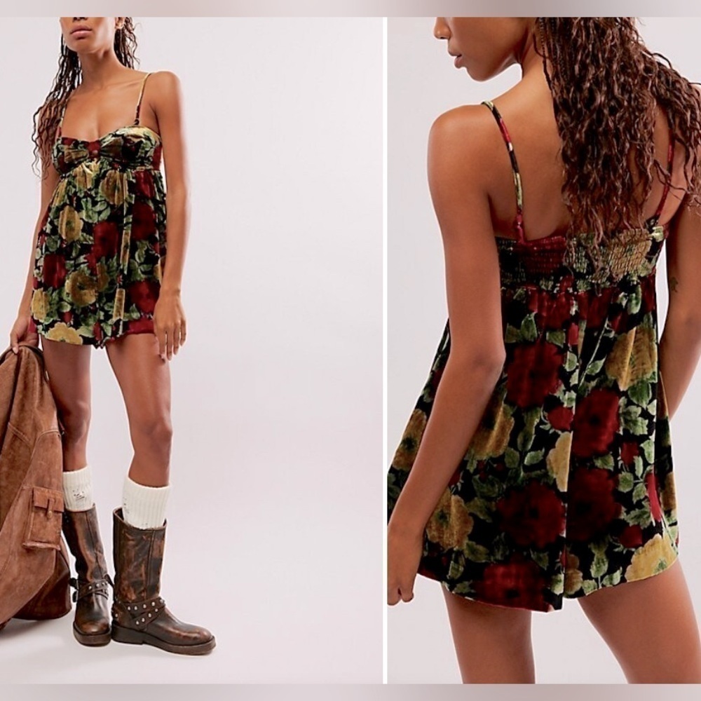 NWOT Free People, Luna Velvet Romper, X-Small